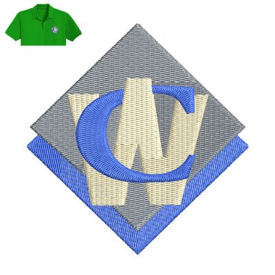 Letter WC Embroidery logo for Polo Shirt.