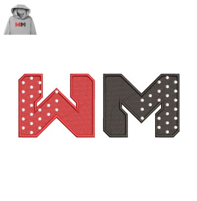 Letter WM Embroidery logo for Hoodie.