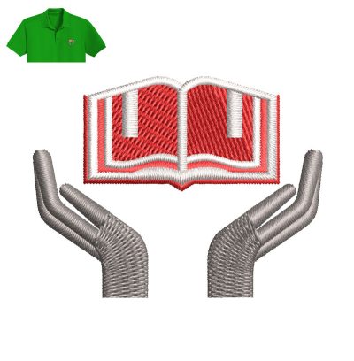 Open Book Embroidery logo for Polo Shirt.