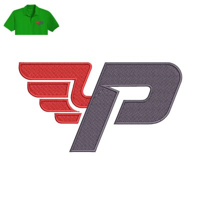 P Letter Wing Embroidery logo for Polo Shirt.