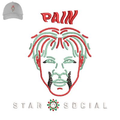 Pain Star Social Embroidery logo for Cap.