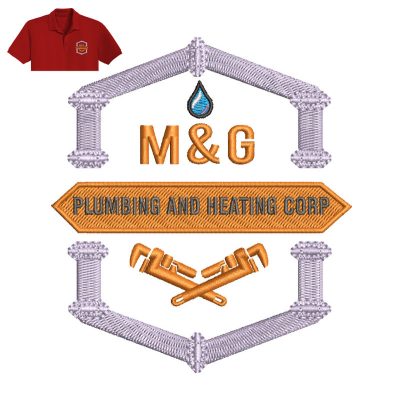 Plumbing And Heating Corp Embroidery logo for Polo Shirt.