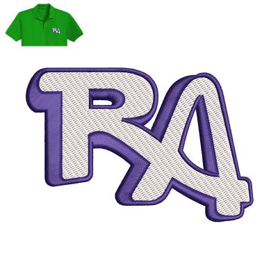 RA Letter Embroidery logo for Polo Shirt.