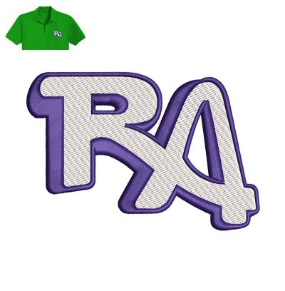 RA Letter Embroidery logo for Polo Shirt.