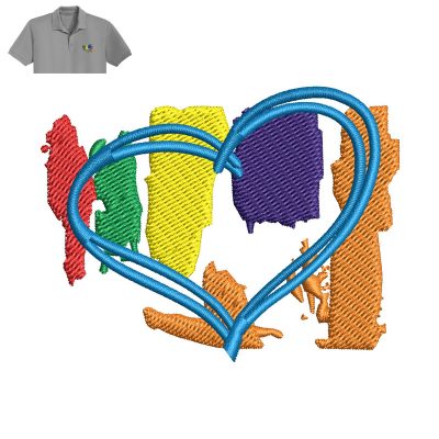 Rainbow Heart Embroidery logo for Polo Shirt.