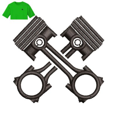 Two Pistons Clipart Embroidery logo for T Shirt.
