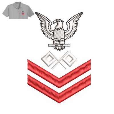 Navy Ranks Embroidery logo for Polo Shirt.