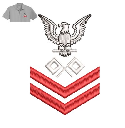 Navy Ranks Embroidery logo for Polo Shirt.