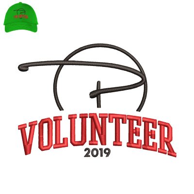 Volunteer 3d Puff Embroidery logo for Cap.