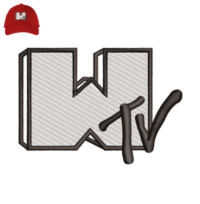 W TV 3d Puff Embroidery logo for Cap.