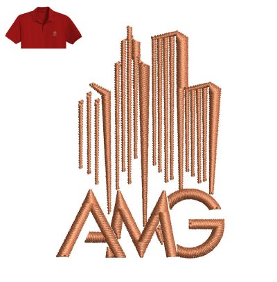 AMG Letter Embroidery logo for Polo Shirt.