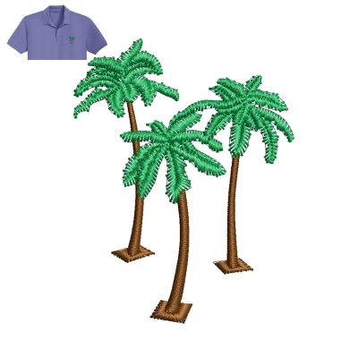 Coconut Tree Embroidery logo for Polo Shirt.