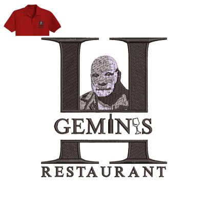 Geminis Restaurant Embroidery logo for Polo Shirt.