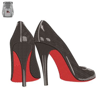 High Heel Shoes Embroidery logo for Bag.
