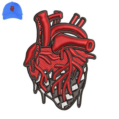 Human Heart 3d puff Embroidery logo for Cap.