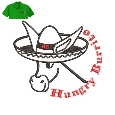 Hungry Burrito Embroidery logo for Polo Shirt.