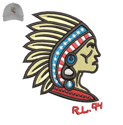 Native American Embroidery logo for Cap.