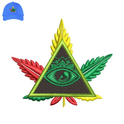 Psychedelic Weed 3d Puff Embroidery logo for Cap.