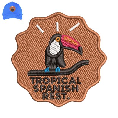 Tropical Spanish Rest Embroidery logo for Cap.