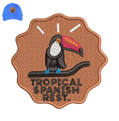 Tropical Spanish Rest Embroidery logo for Cap.