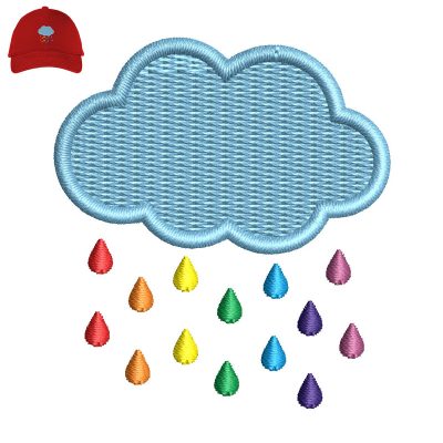 Watercolor Rain Embroidery logo for Cap.