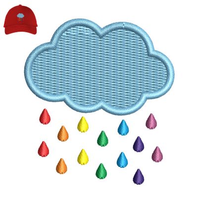 Watercolor Rain Embroidery logo for Cap.
