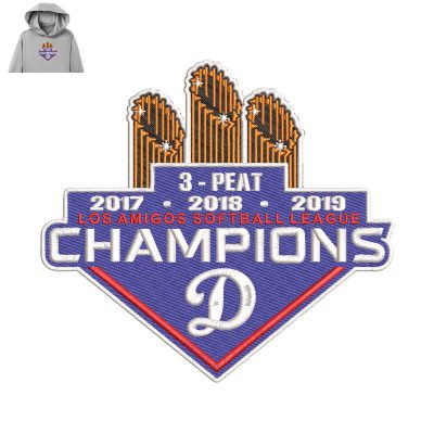 Softball League Champions Embroidery logo for Hoodie.