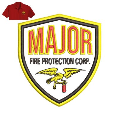 MAjor Fire Protection Embroidery logo for Polo Shirt.