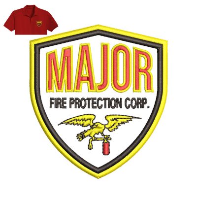 MAjor Fire Protection Embroidery logo for Polo Shirt.