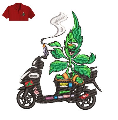 Marijuana Driving Embroidery logo for Polo Shirt.