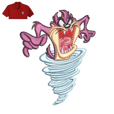 Tasmanian Devil Embroidery logo for Polo Shirt.