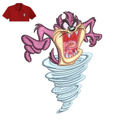 Tasmanian Devil Embroidery logo for Polo Shirt.