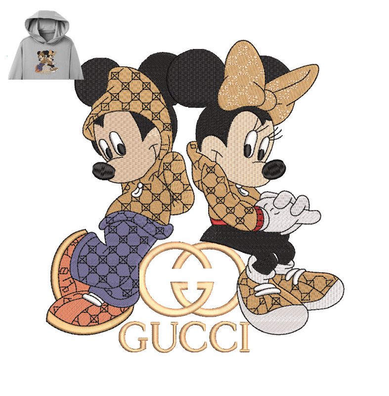 Micky And Minnie Gucci Embroidery logo for Hoodie.