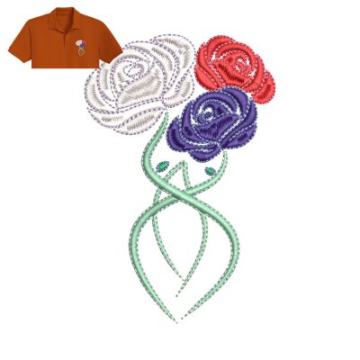 Rose Flower Embroidery logo for Polo Shirt.