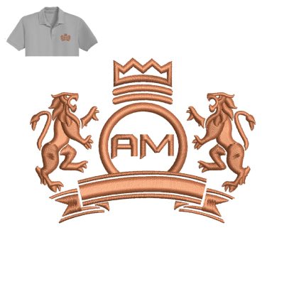 Am Lion Embroidery logo for Polo Shirt.