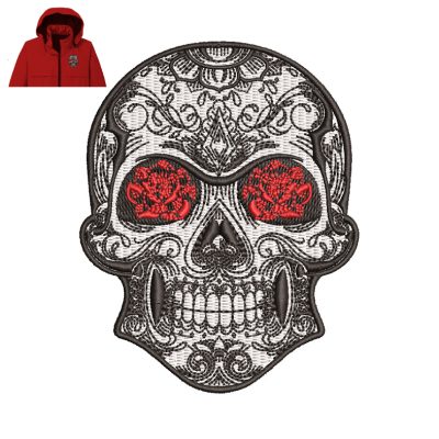 Man Head Skull Embroidery logo for Jacket.
