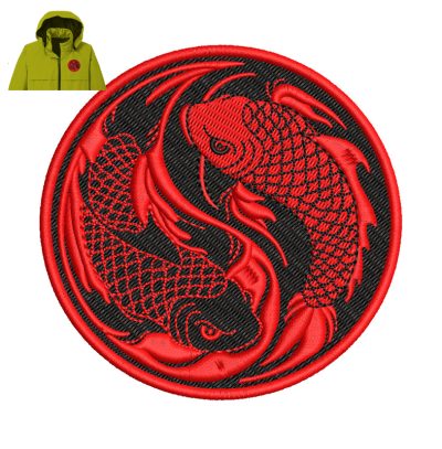 Koi Fish Yin Yang Embroidery logo for Jacket.