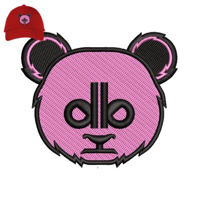 Panda Face Embroidery logo for Cap.