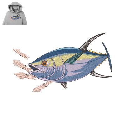 Tuna fish Embroidery logo for Hoodie.