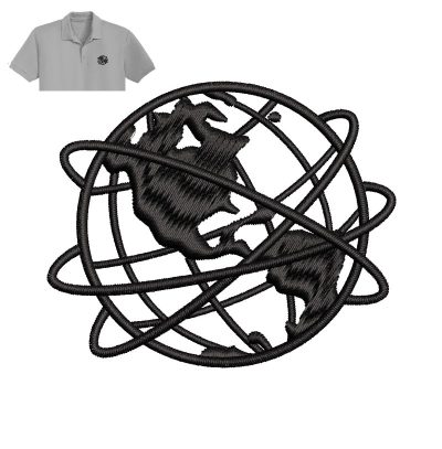 Earth Globe Embroidery logo for Polo shirt.