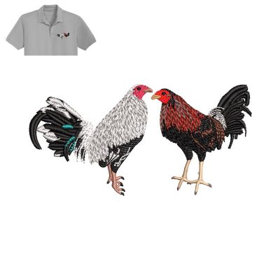 Fighting Rooster Embroidery logo for Polo Shirt.