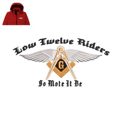 Low Twelve Riders Embroidery logo for Jacket.