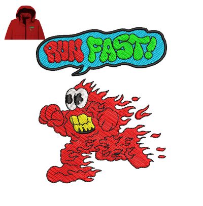 Run Fast Cartoon Embroidery logo for jacket.