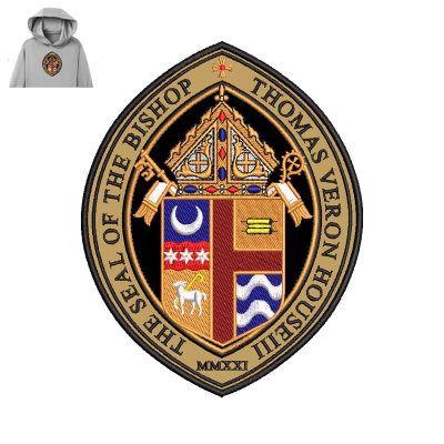 Seal Bishop Embroidery logo for Hoodie.