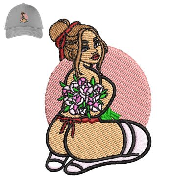 Naked Girl Embroidery logo for Cap.