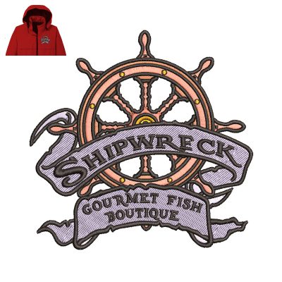 Shipwreck Seafood Embroidery logo for Jacket.