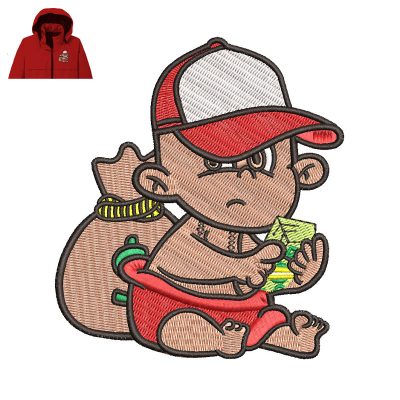 Gangster Hustle baby Embroidery logo for jacket.