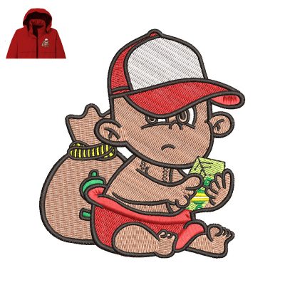 Gangster Hustle baby Embroidery logo for jacket.