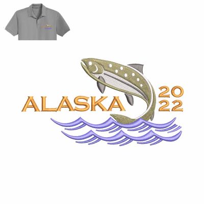 Alaska Fishing Embroidery logo for Polo shirt.