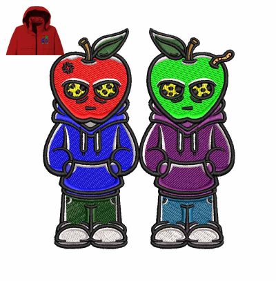 Apple Man Cartoon Embroidery logo for Jacket.